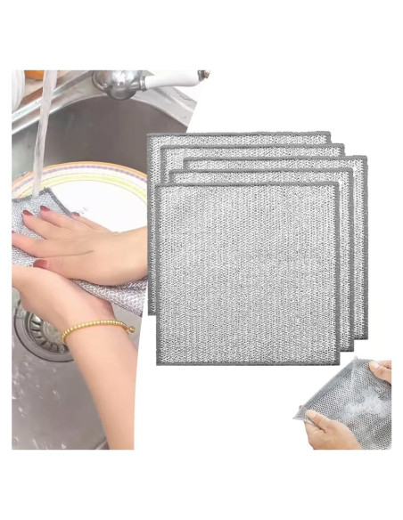 Trapos de Lavado de Platos KZAER 5 Pcs Malla Acero Inoxidable