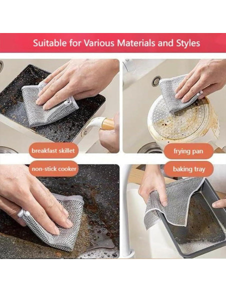 Trapos de Lavado de Platos KZAER 5 Pcs Malla Acero Inoxidable