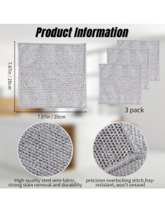 Paquete de 3 Paños de Cocina ASEANAO 20x20 cm Reutilizables 2