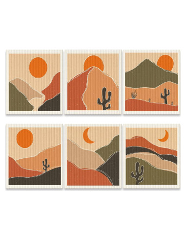 6 Toallas de Cocina Reutilizables Cunhill Arte Abstracto 20x18cm