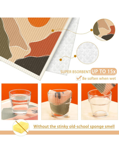 6 Toallas de Cocina Reutilizables Cunhill Arte Abstracto 20x18cm