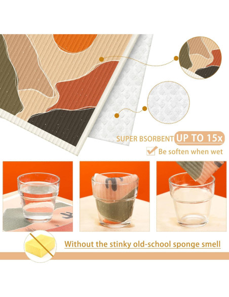 6 Toallas de Cocina Reutilizables Cunhill Arte Abstracto 20x18cm