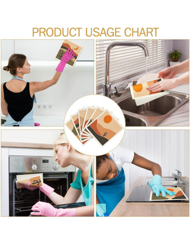 6 Toallas de Cocina Reutilizables Cunhill Arte Abstracto 20x18cm