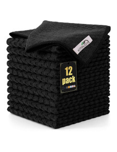 Kitinjoy Paño de Microfibra 12 Unidades 30x30 cm Negro