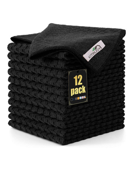 Kitinjoy Paño de Microfibra 12 Unidades 30x30 cm Negro
