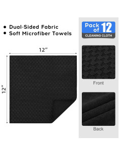 Kitinjoy Paño de Microfibra 12 Unidades 30x30 cm Negro 2