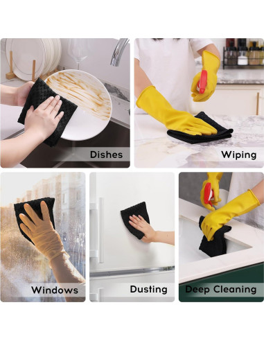 Kitinjoy Paño de Microfibra 12 Unidades 30x30 cm Negro