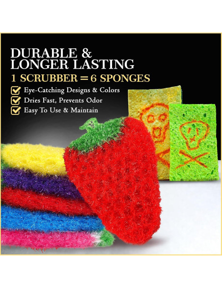 Esponjas de Cocina Dish Scrubbie 5 Pcs Reutilizables Multiusos
