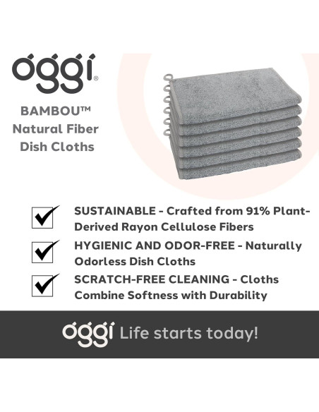 Paños de Cocina Oggi Bambou 6 Pcs 17x23 cm Absorbentes