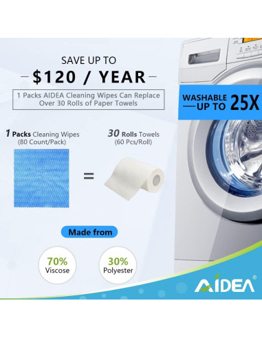 Paños de Limpieza Reutilizables AIDEA 80 Unidades 60x30 cm