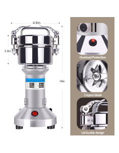 Molino de Granos Eléctrico Greatrue 150g Acero Inoxidable 2