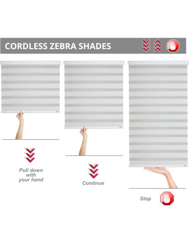 Persianas Zebra Sin Cuerda ShadesU 35x72 cm Color Blanco