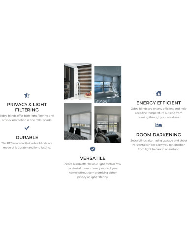 Persianas Zebra Sin Cuerda ShadesU 35x72 cm Color Blanco