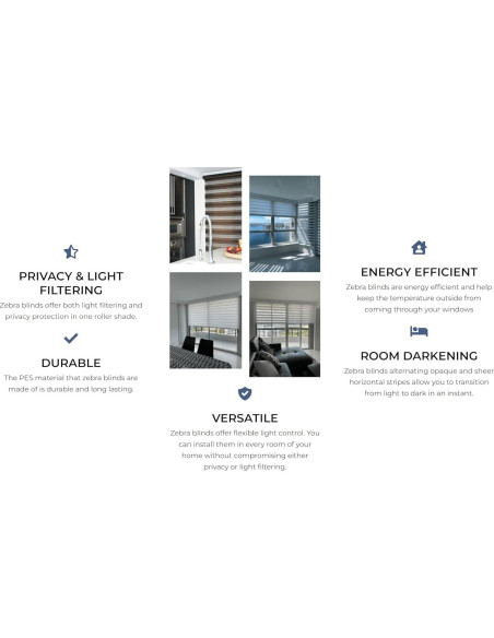 Persianas Zebra Sin Cuerda ShadesU 35x72 cm Color Blanco