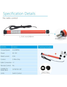 Motor de persiana enrollable eléctrica Rollerhouse 12V 500mA 2