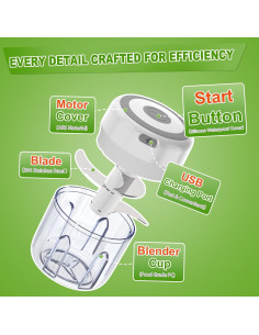 Picador de Ajo Eléctrico Dyrro Mini 300ml Inalámbrico 2