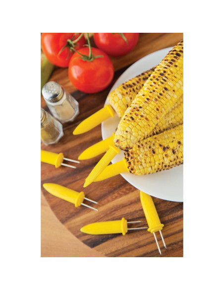 Soportes de maíz Jumbo Fox Run, set de 8, acero inoxidable