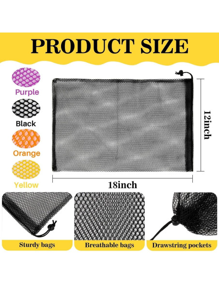 4PCS Bolsa de Malla MAQIHAN con Cierre de Cuerda 45x30cm