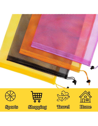 4PCS Bolsa de Malla MAQIHAN con Cierre de Cuerda 45x30cm