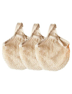 Bolsas de Compras Reutilizables Ahyuan Pack 3 Algodón Beige