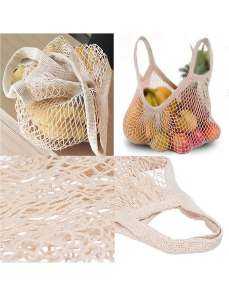 Bolsas de Compras Reutilizables Ahyuan Pack 3 Algodón Beige