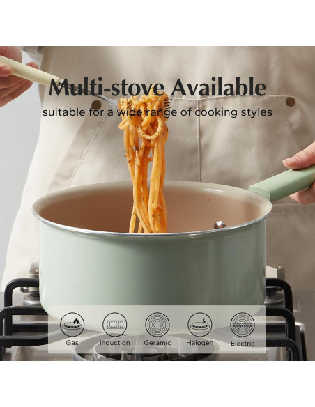 Cacerola Antiadherente Cerámica Redchef 2.5QT Verde