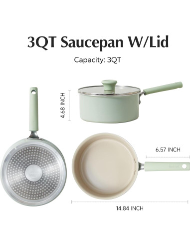 Cacerola Antiadherente Cerámica Redchef 2.5QT Verde