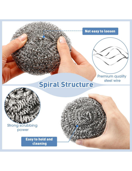 Estropajos de Acero Inoxidable Roshtia 40 Pcs 9-9.5 cm