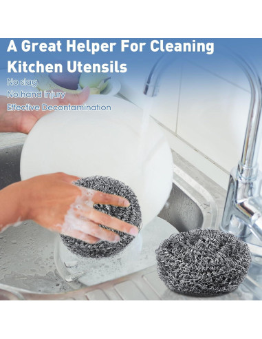 Estropajos de Acero Inoxidable Roshtia 40 Pcs 9-9.5 cm