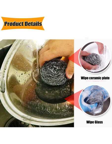 16 Estropajos de Acero Inoxidable NRDBEEEC para Limpieza