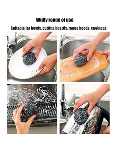 16 Estropajos de Acero Inoxidable NRDBEEEC para Limpieza