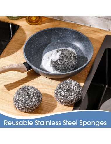 Estropajos de Acero Inoxidable Roshtia 40 Pcs 9-9.5 cm