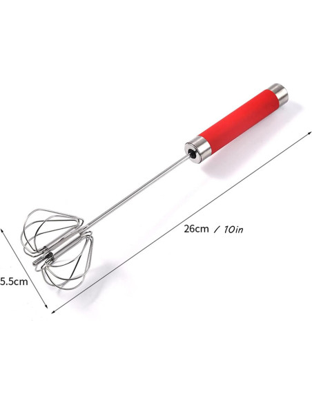 Batidor de huevos Fnoko de acero inoxidable 25,4 cm rojo