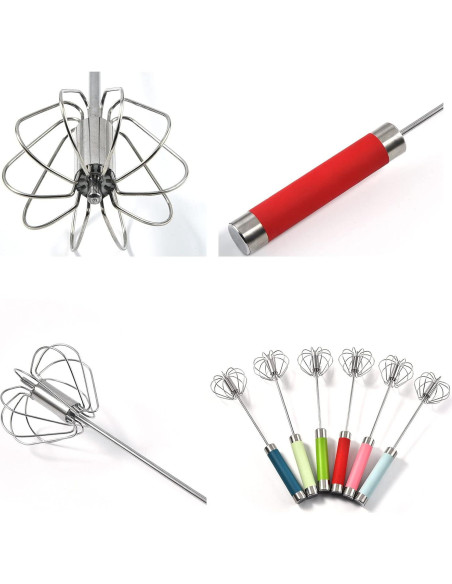 Batidor de huevos Fnoko de acero inoxidable 25,4 cm rojo