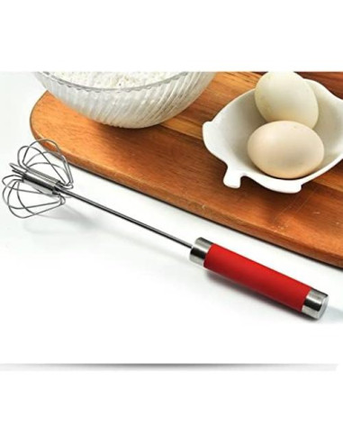Batidor de huevos Fnoko de acero inoxidable 25,4 cm rojo