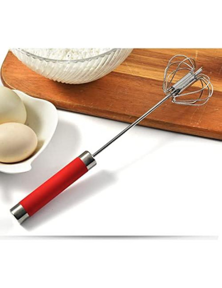 Batidor de huevos Fnoko de acero inoxidable 25,4 cm rojo