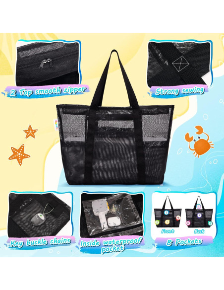 Bolsa de Playa de Malla Tagitary Grande Impermeable 39x20x44cm