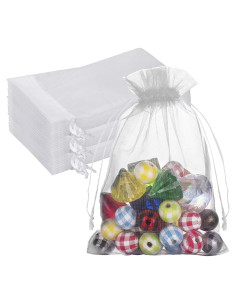 100 Bolsas de Organza Transparente Blancas 13x18 cm