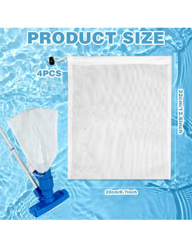 4 Bolsas de Reemplazo para Aspiradora de Piscina CANIPHA 22x32cm