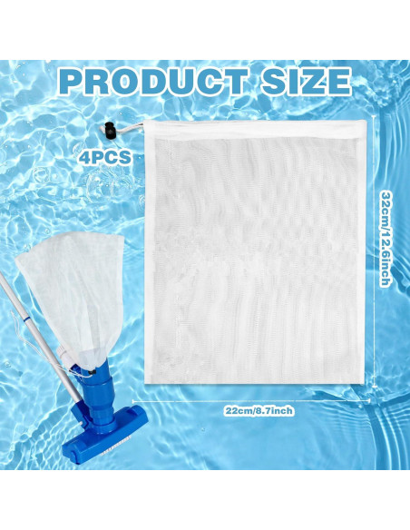 4 Bolsas de Reemplazo para Aspiradora de Piscina CANIPHA 22x32cm