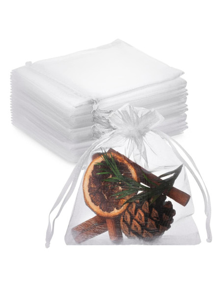 100 Bolsas de Organza Blancas 7,62x10,16 cm FloraSea