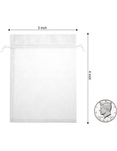 100 Bolsas de Organza Blancas 7,62x10,16 cm FloraSea