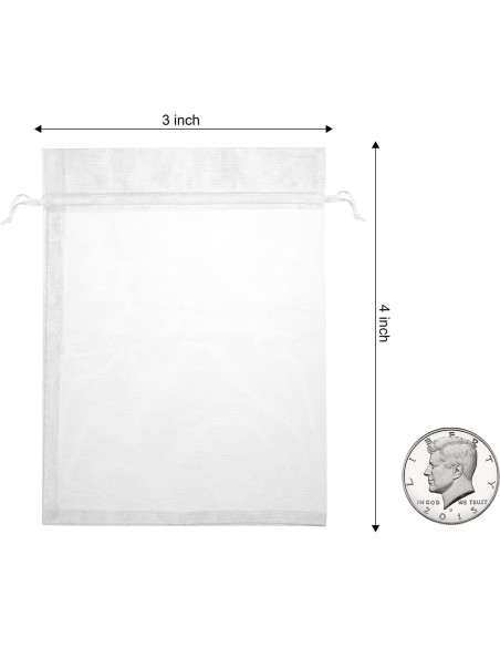 100 Bolsas de Organza Blancas 7,62x10,16 cm FloraSea