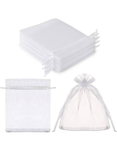 100 Bolsas de Organza Blancas 7,62x10,16 cm FloraSea