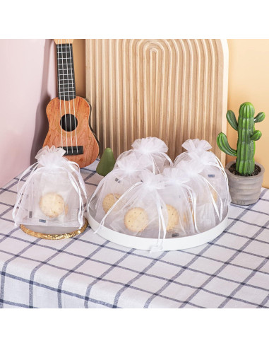 100 Bolsas de Organza Blancas 7,62x10,16 cm FloraSea