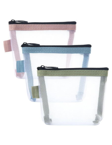 3pcs Mini Bolsa de Malla Nylon BEIQIYA Transparente