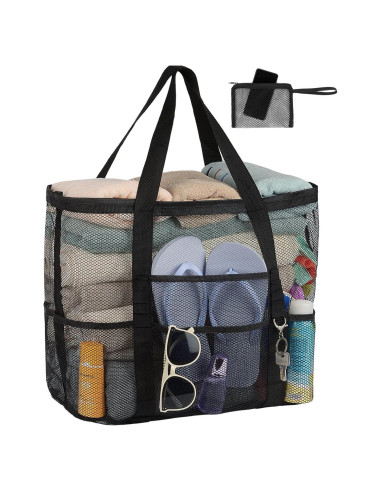 Bolsa de Playa Grande Esenciales de Vacaciones 50L Negra