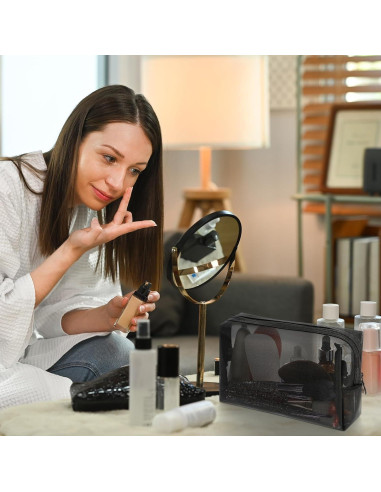 Set 3 Bolsas de Maquillaje de Malla Wanmu - Negro