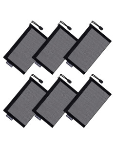 6 Neceseres de Maquillaje Malla Negra Portátiles 11.94x19.56cm