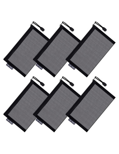 6 Neceseres de Maquillaje Malla Negra Portátiles 11.94x19.56cm